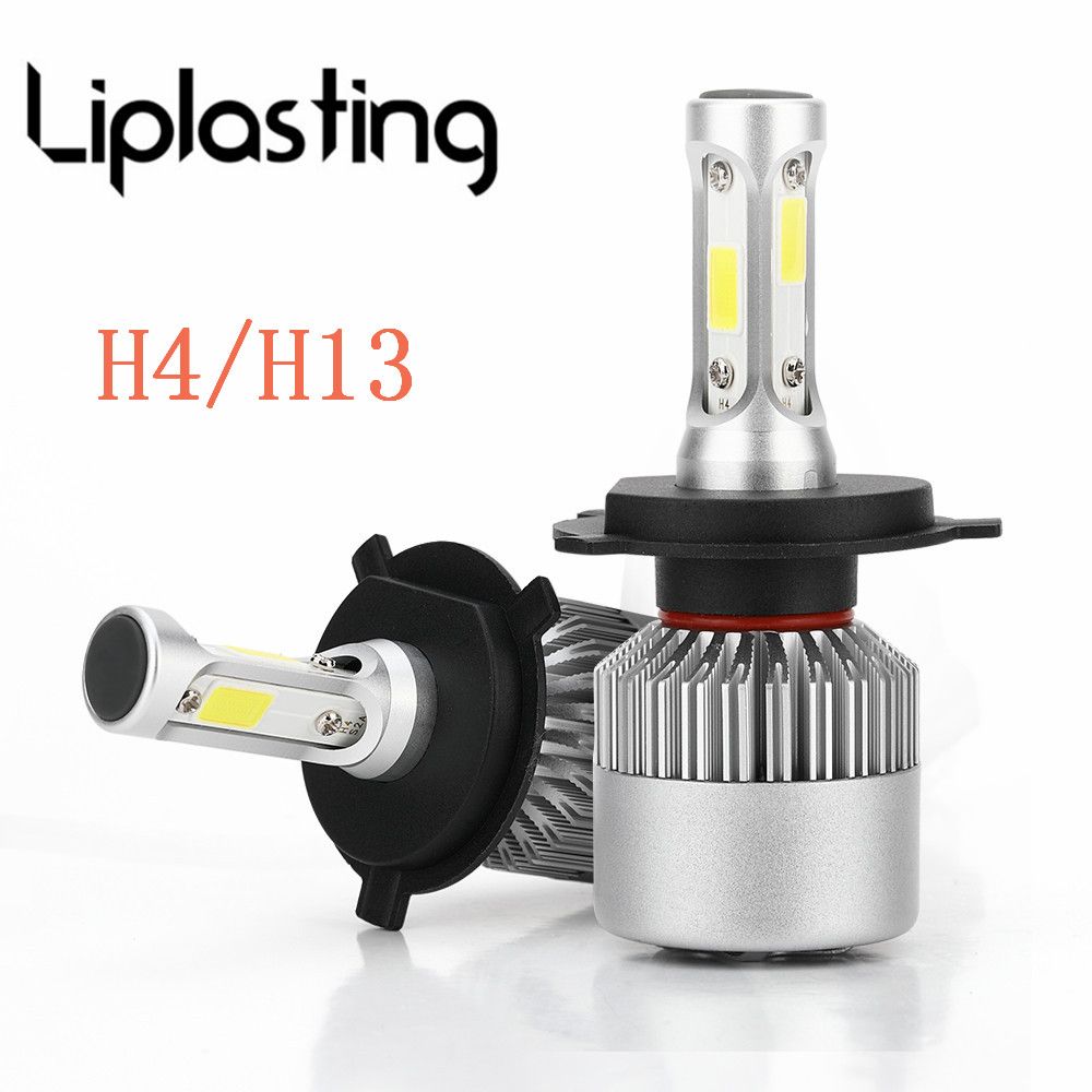 6500K H4 Coppia Lampade A Led Cob Da Motorcycle Fari Lampadine Faro Bianco