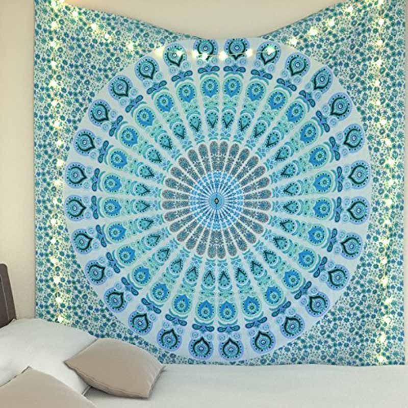 Bohemia Mandala Tapestry Blue Printed Wall Hanging Tapestries India Biki Home Decor Bedsheet Sofa Cover Blanket Carpet 148x200cm