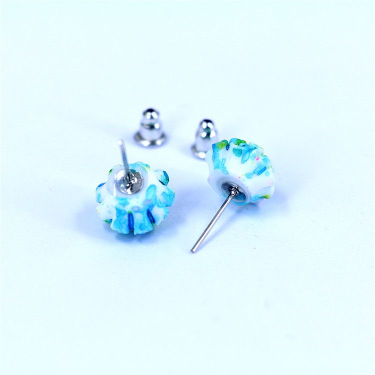 Hot sale colourful rose shape stud earrings fashion beautiful ear stud resin flower earring T3C0059