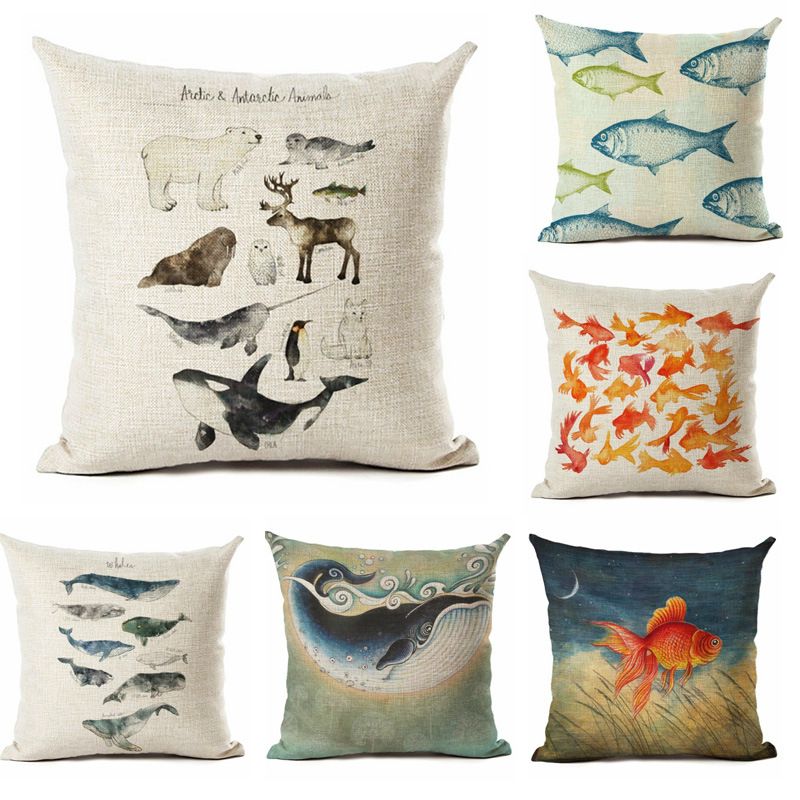 Mediterranean Sea Shark Goldfish Coralline Fish Flax Pillow Case Extraordinary Shark Decorative Pillow Mediterranean Sea Shark Goldfish Coralline Fish Flax Pillow Case Extraordinary Shark Decorative Pillow