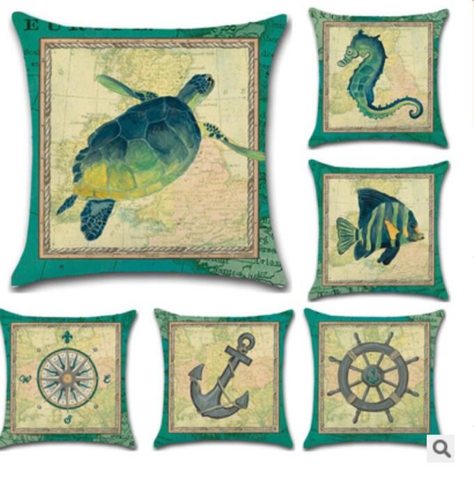 Throw Pillow Cases Sea Series Sea Turtle Sea Horse Hold Pillow