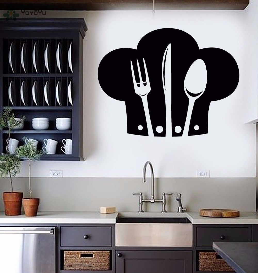 Wall Decal Kitchen Stickers Vinyl Chef Hat Pattern For Restaurant Decor Home Decoration