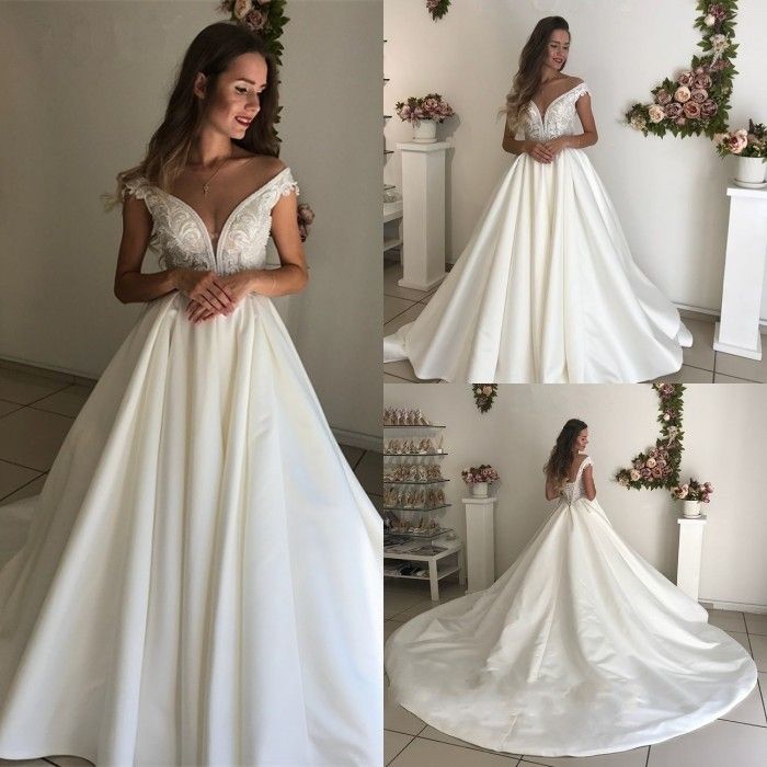 compre 2019 impresionante vestido de novia de tren de la corte