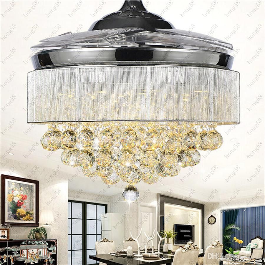 quality ceiling fans led high quality 52 led ceiling fan modern crystal fans chandelier retractable blades chrome finished pendant lamp with remote free ems online quality ceiling fans led high quality 52 led ceiling fan modern crystal fans chandelier retractable blades chrome finished pendant lamp with remote free ems online