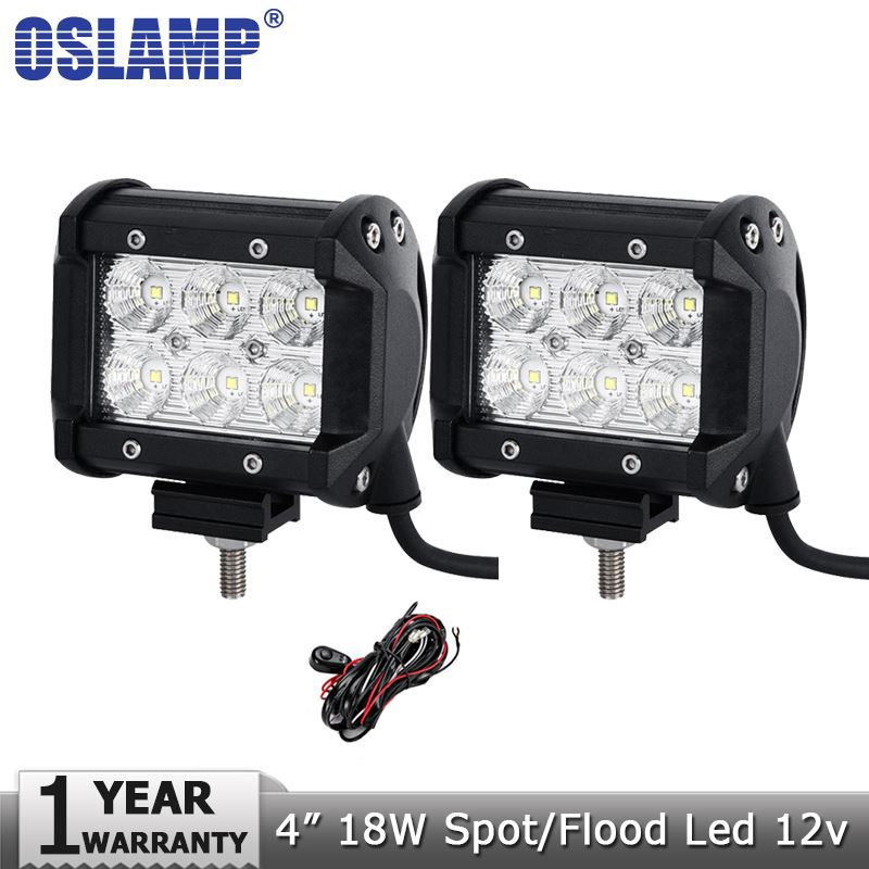 Oslamp 4inch 18w Led Working Light Wire 12v 24v Spot Flood Beam Oslamp 4inch 18w Led Working Light Wire 12v 24v Spot Flood Beam Work Lamp Driving Lights Offroad Boat 4x4 Truck 4wd Atv Suv Info