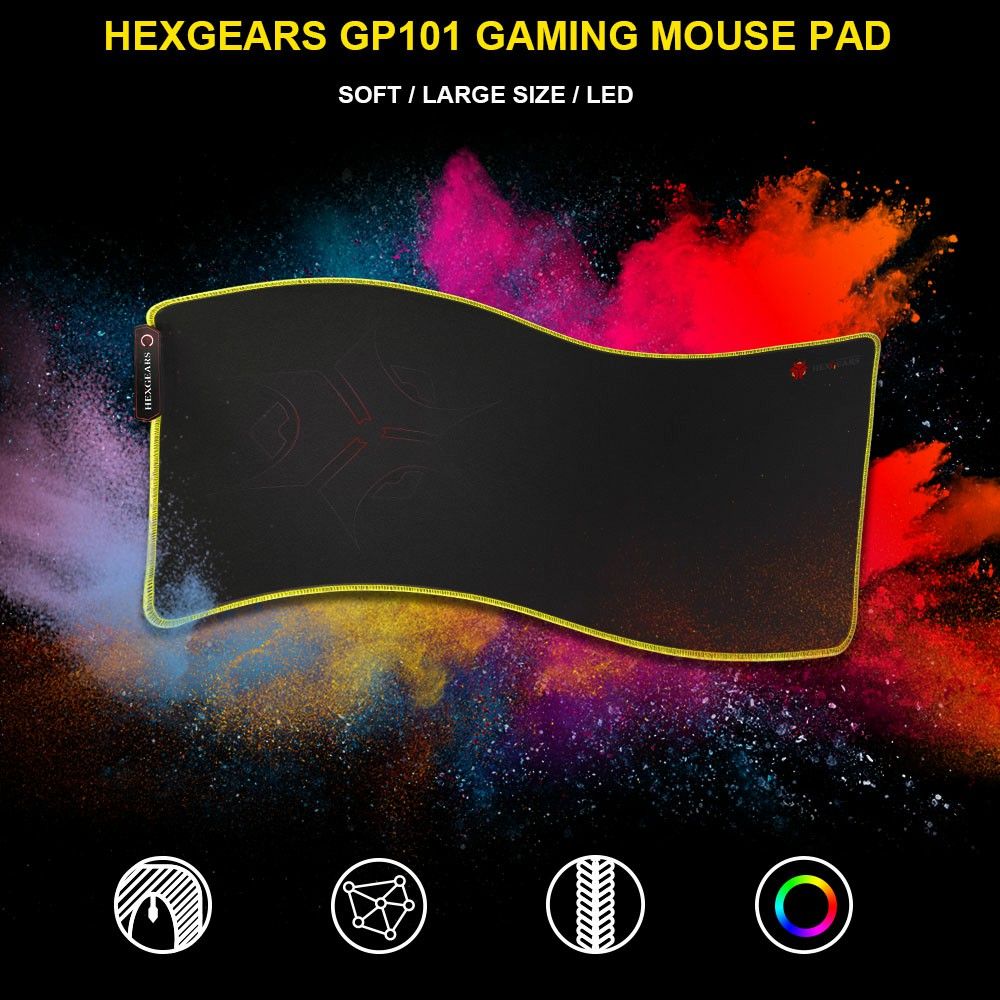 HEXGEARS Led Mouse Pad Large Thicken 780*5*355 mm Knitted Edge 7 Color Rubber Base Big Gaming Gamer Soft Mousepad Mause Mat