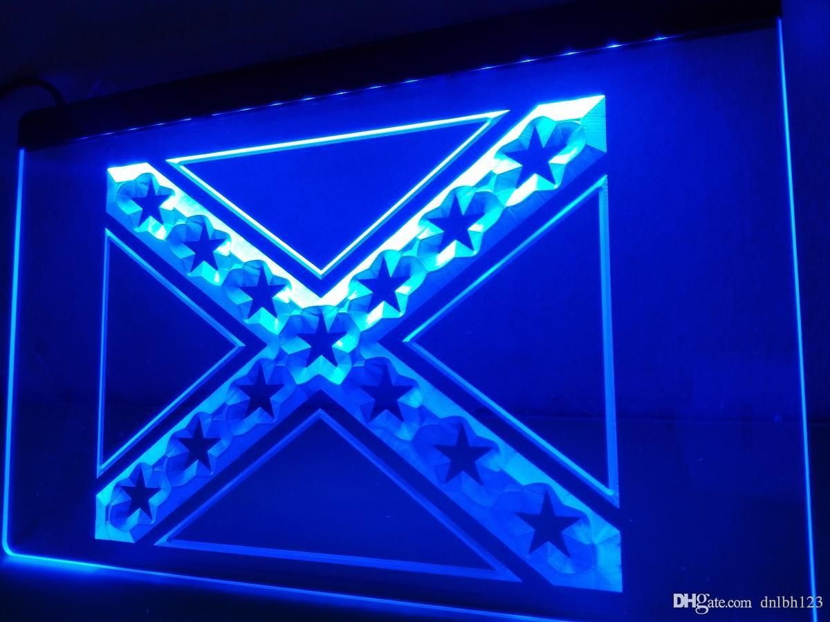 LH051b Rebel Confederate Flag LED Neon Light Sign Strip Light Led Led