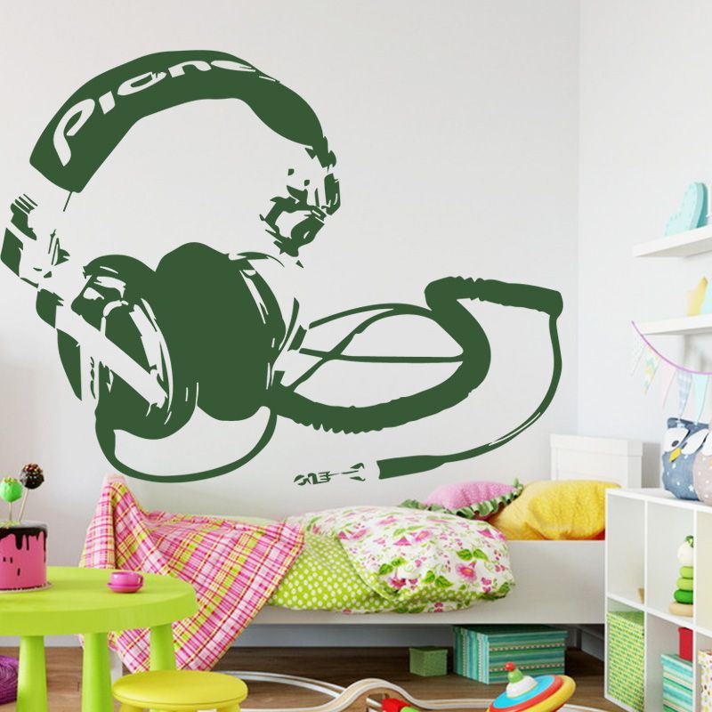 art new design headset wall stickers removable fashion home