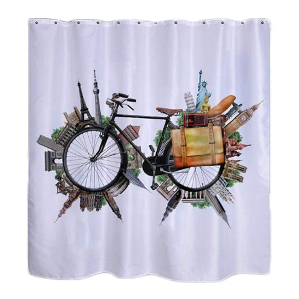 Fashion 3d Printing Creative Bike Shower Curtains Unique 180 180cm Funky For Bathroom