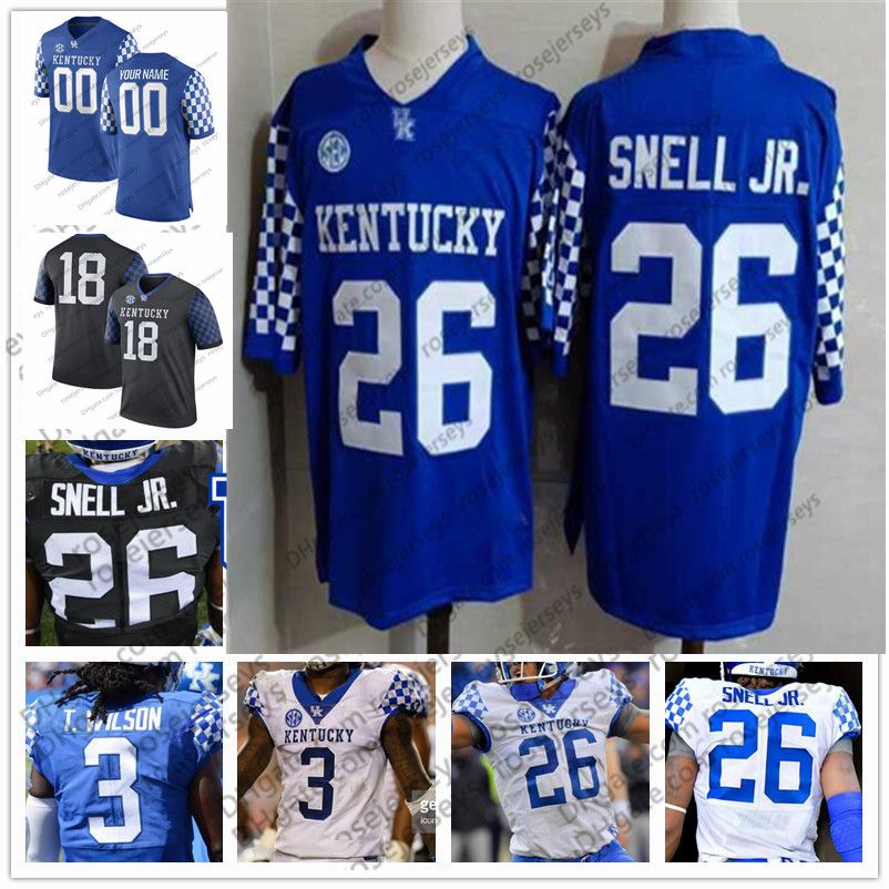 Custom Kentucky Wildcats College Football Blue Black White Stitched Any