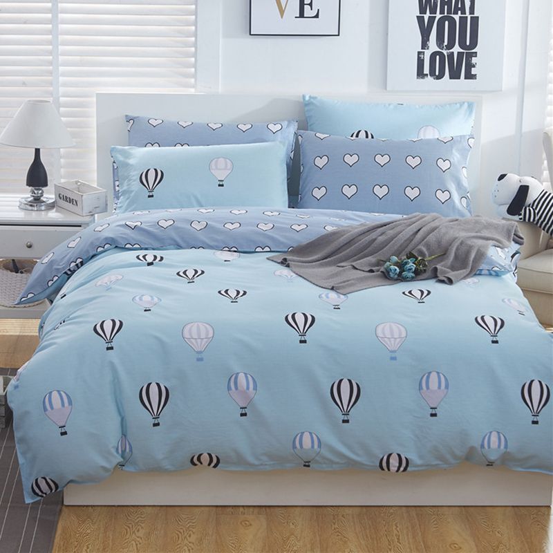 Wongsbedding Cartoon Hot Air Balloon Beddings 100 Cotton Bedding Set Wongsbedding Cartoon Hot Air Balloon Beddings 100 Cotton Bedding Set Duvet Cover Sheet Twin Full Queen King Size 3 Comforter Blue From