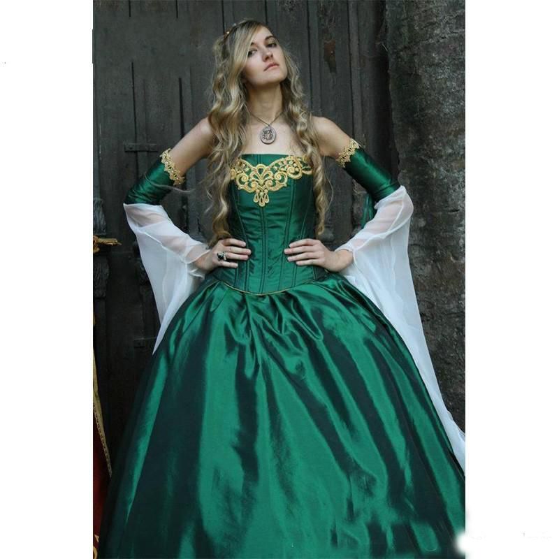 2018 Gorgeous Hunt Green Gothic Wedding Dresses Halloween