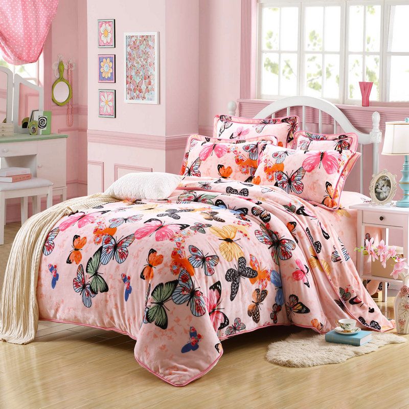 winter bedding set soft thickening flannel warm beautiful luxury winter sheet set