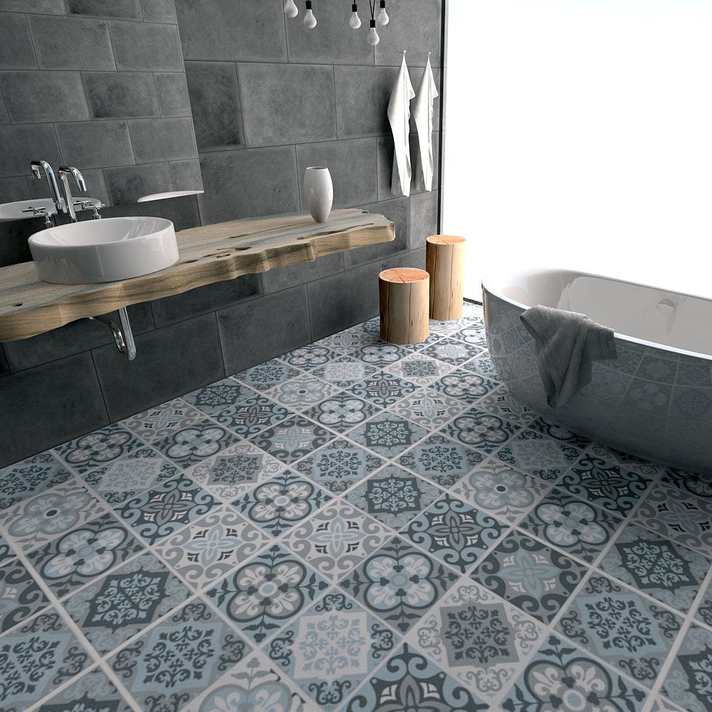 Blue Gray Tiles Anti Skid Wear Resistant Waterproof Floor To Paste Blue Gray Tiles Anti Skid Wear Resistant Waterproof Floor To Paste The Living Room Kitchen Stickers Kids Wall Vinyl Art From