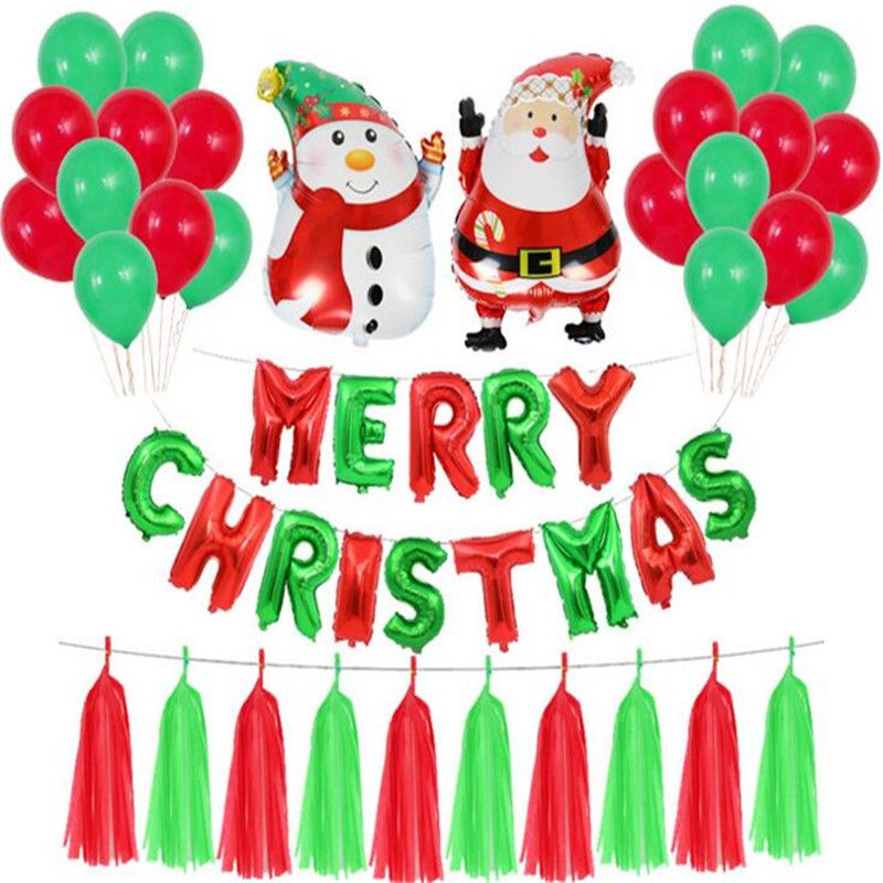 christmas party decorations aluminum foil balloon flag banner