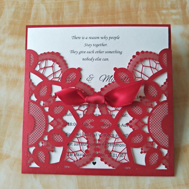 red wedding invitations 2018 lace birthday party invitation cards
