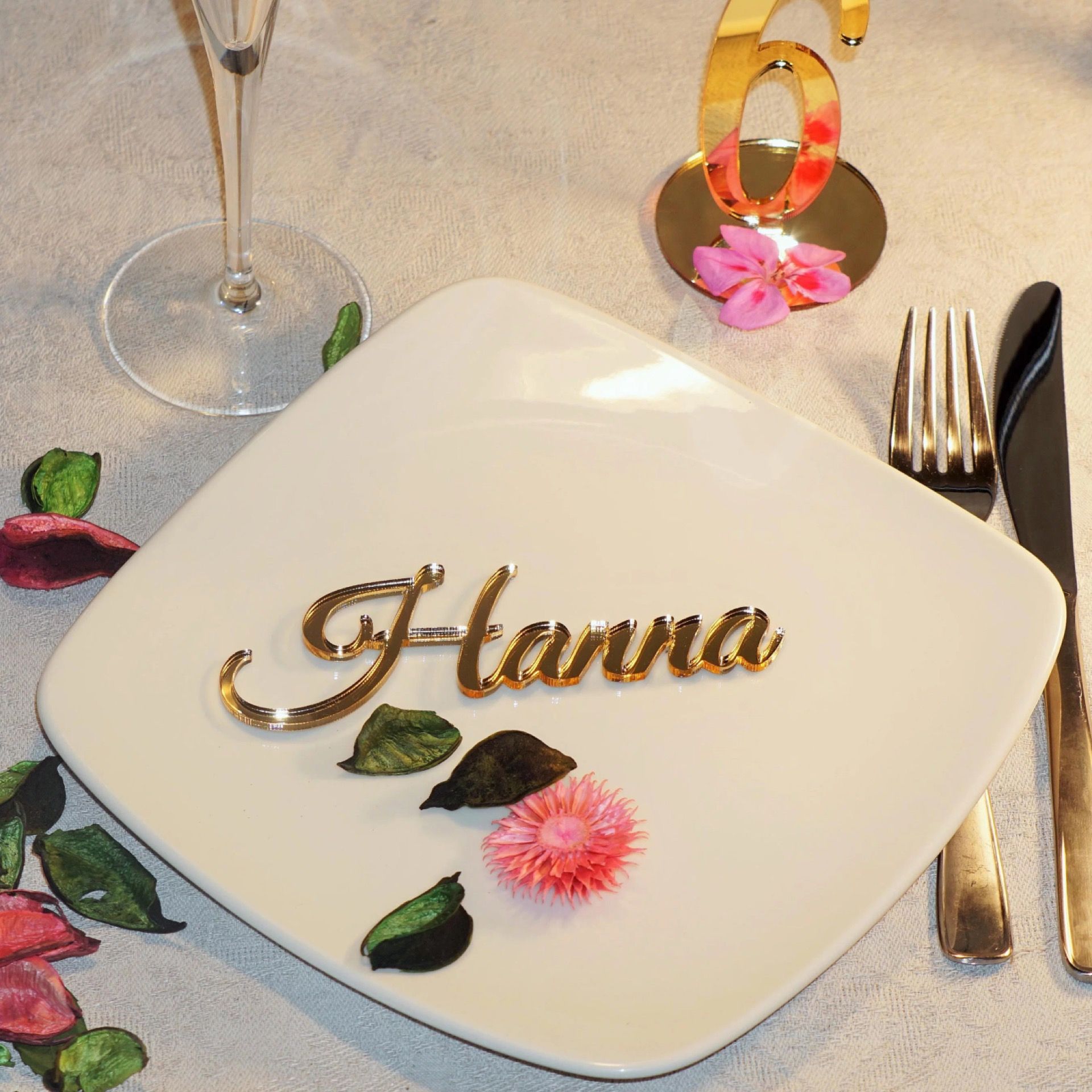 Personalized Place Card Holders Gold Wedding Anniversary Birthday