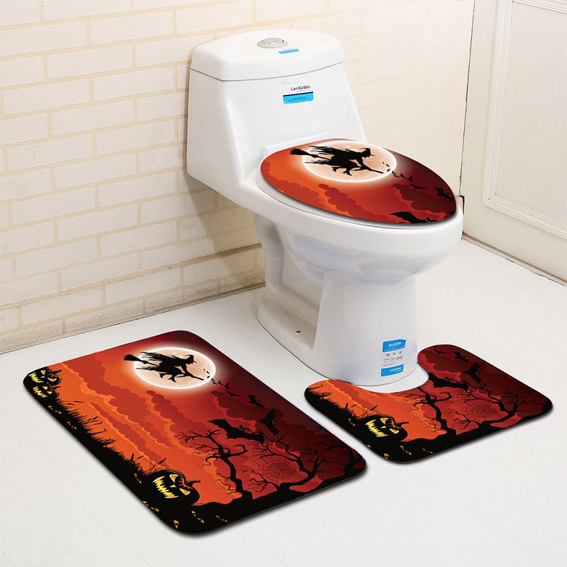 2018 halloween bathroom rug mats set pumpkin waterproof polyester toilet seat cover lid non slip square u shape mat rug bathroom decor from goahead_man