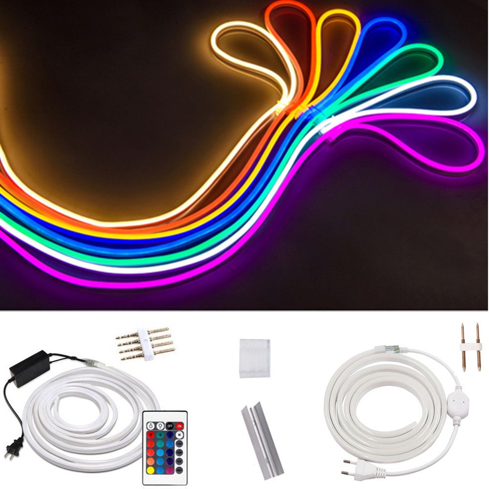 Led Strip Rgb Neon Flex Rope Light Waterproof Ip68 Mini Tape 220v 110v Tv Dimmer Flexible Ribbon For Outdoor Lighting