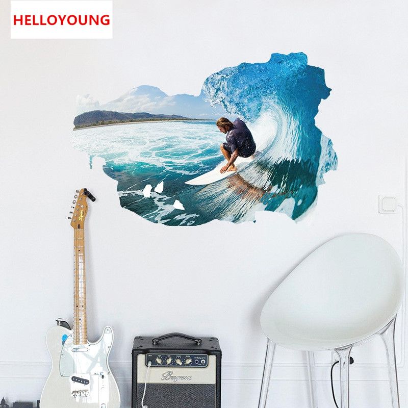 Diy Surf Wall Stickers Artistic Background Wallpapers Art Mural Diy Surf Wall Stickers Artistic Background Wallpapers Art Mural Waterproof Home Decor Contemporary Cool