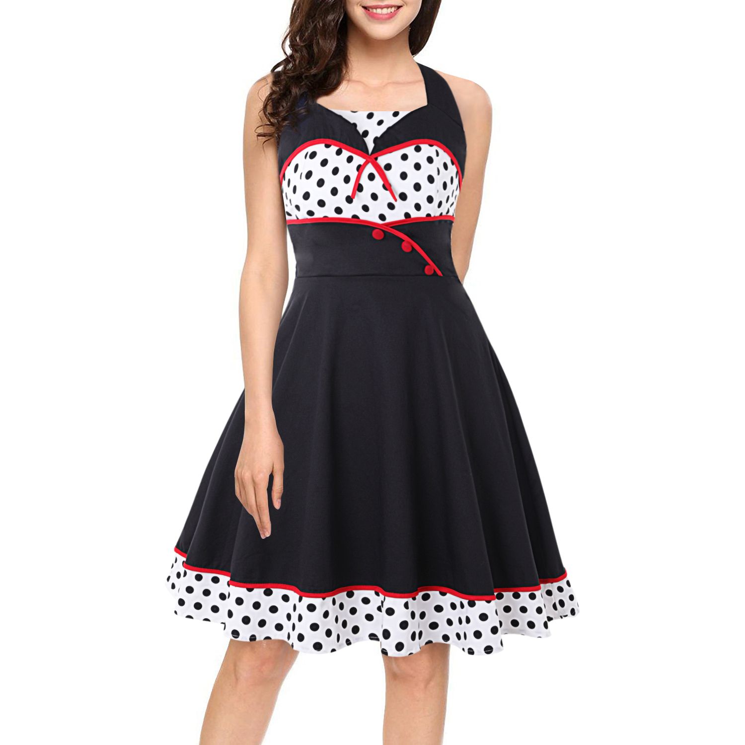 Vintage 2018 New Arrival Career A Line Ol Dress Wear Work Knee Length Casual Fitted Sleeveless Dot Fashion Office Dress Fs0852 Long Sundresses On Sale Women In Short Dress From Allanhu 23 27