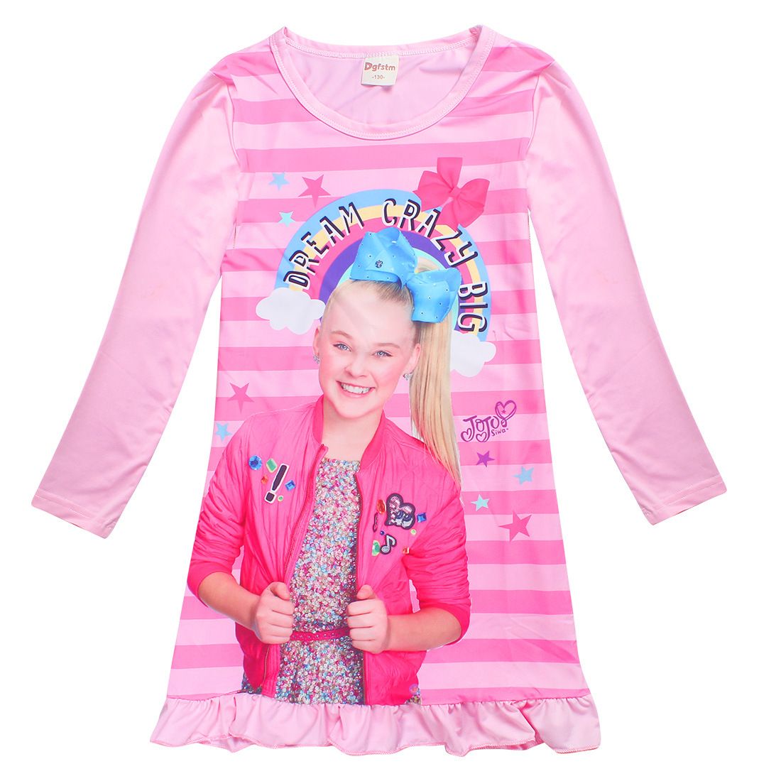2018 Jojo Siwa Children'S Dress Autumn Long Sleeve Stripe ...