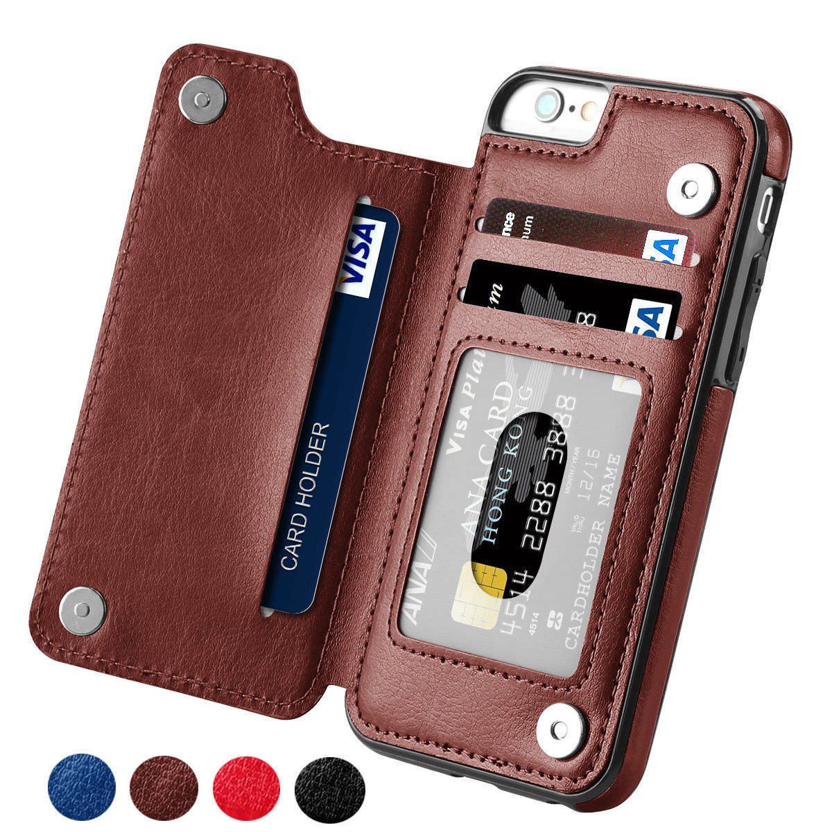 Shockproof Leather Flip Wallet Card Holder Case Cover For IPhone X 6S 7 