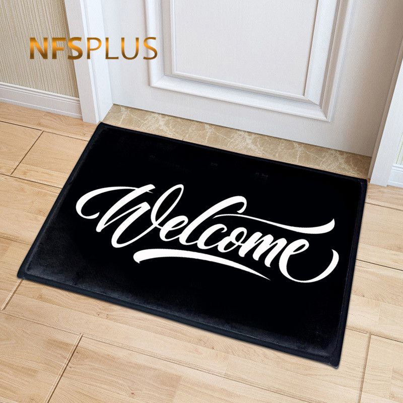 Welcome Front Door Mat Carpet Flannel Fabric Suede Anti Slip Floor Welcome Front Door Mat Carpet Flannel Fabric Suede Anti Slip Floor Rug Home Decorative Custom Indoor Doormat For Entrance Wicker Patio Furniture