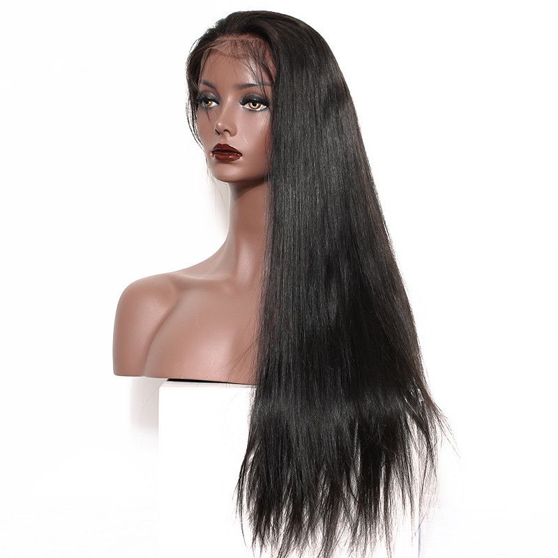 Black White Woman 180 Density Straight Wig Remy Vrigin Wigs