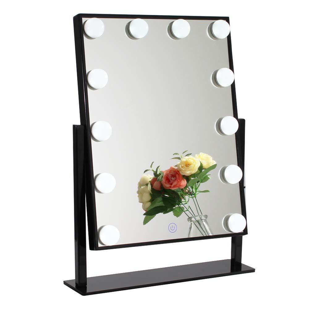 Hollywood Style Makeup Cosmetic Mirrors With Lights Lighted Vanity Mirror 12 X 3w Dimmable Led Bulbs And Touch Control Design White