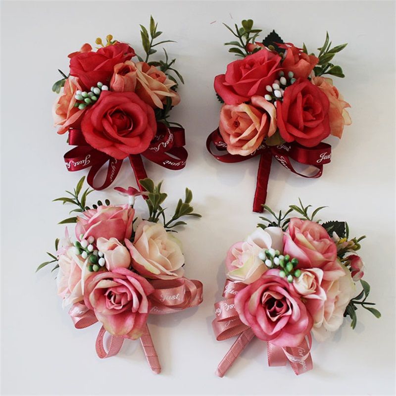 12 Silk Roses Wedding Favor Flower Corsage Pick Red