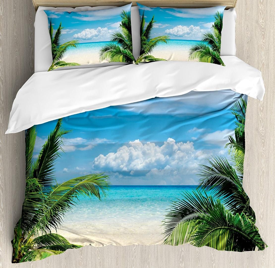 Tropical Decor Duvet Cover Set Beach Relaxation Waterscape Island Tropical Decor Duvet Cover Set Beach Relaxation Waterscape Island Honeymoon Seaside Sline Bedding Sets California King Yellow From Wudee