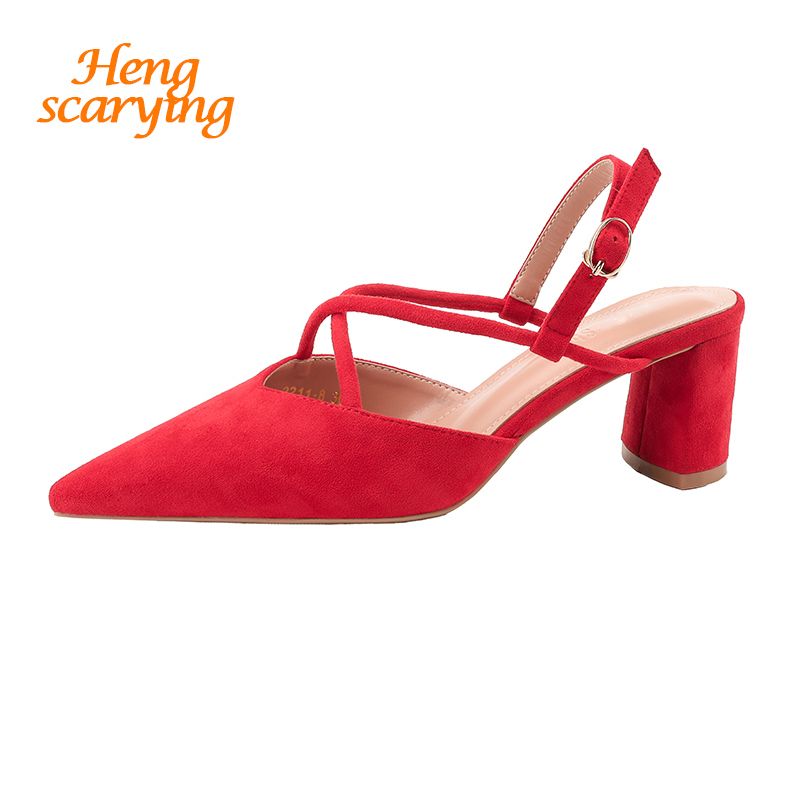 Sandaletten Damen High Pumps Rot Großhandel Block 2018 Heels EI29DHYW