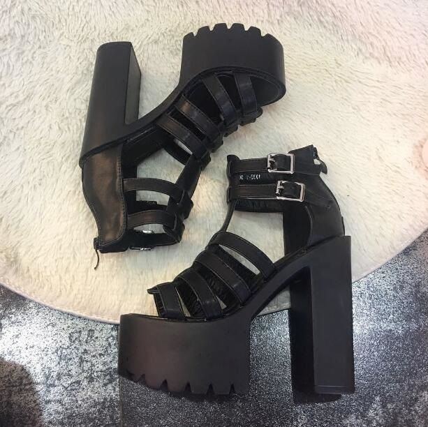 platform strappy shoes