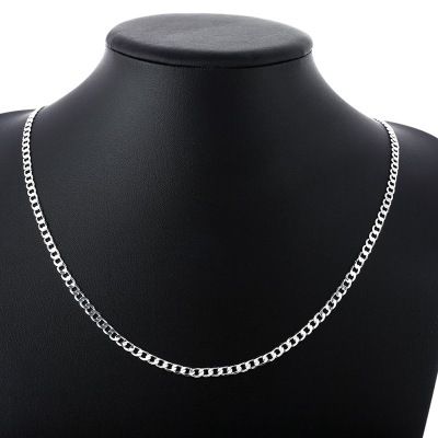 Al por mayor 925 cadenas de plata maciza de ley pendientes de 4 mm 8-30inch hombres collares de moda de joyería de acero largo de sexo masculino sin cuello CHN132