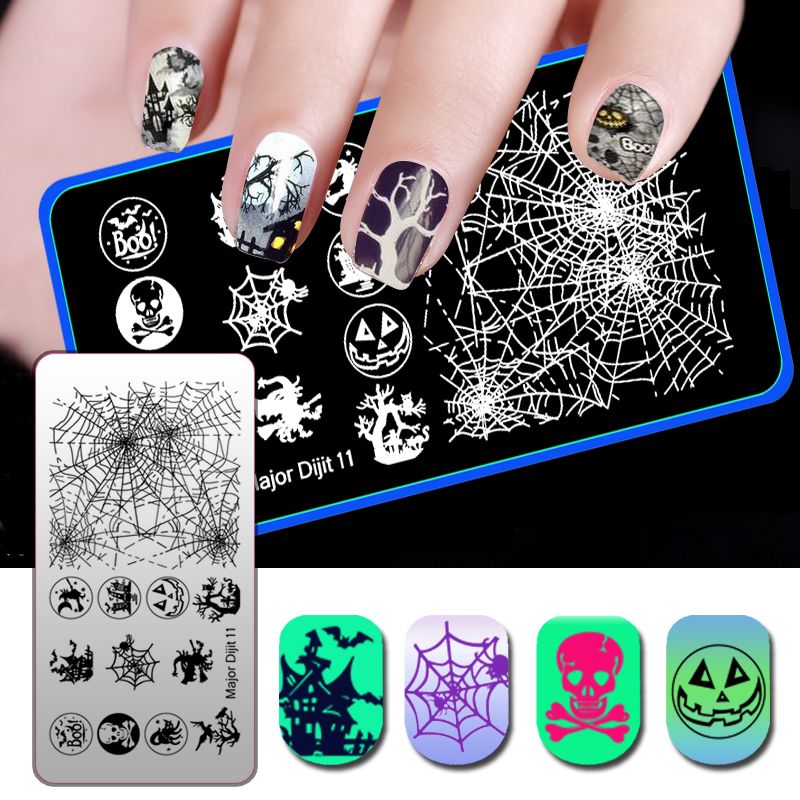 Wakefulness Skull Moth Ghost Pattern Nail Stamp Plates Halloween Wakefulness Skull Moth Ghost Pattern Nail Stamp Plates Halloween
