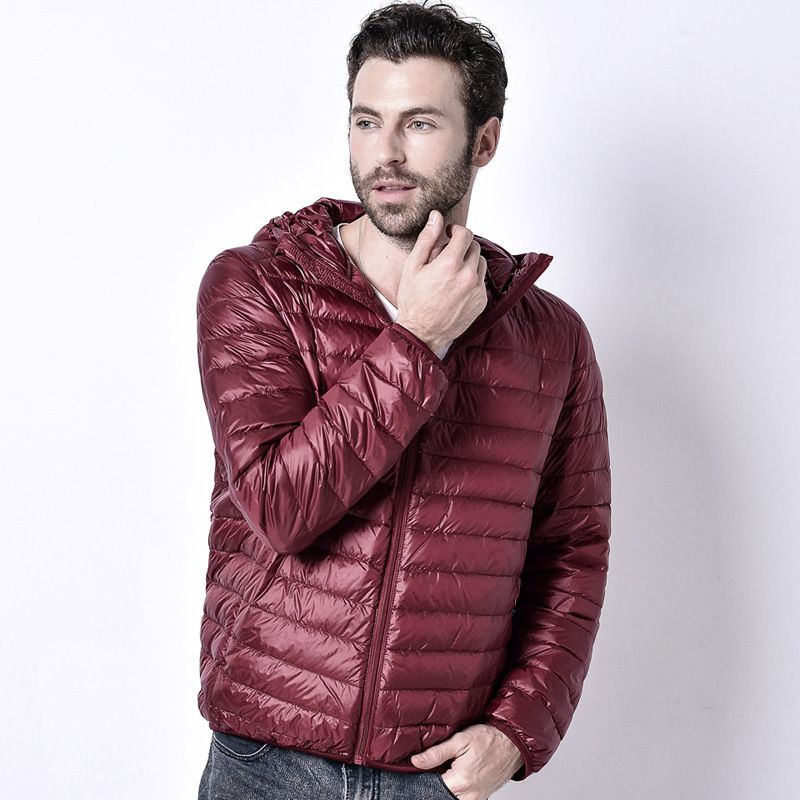 2021 Mens Solid Russian Winter Jacket Men Thin Lightweight ...