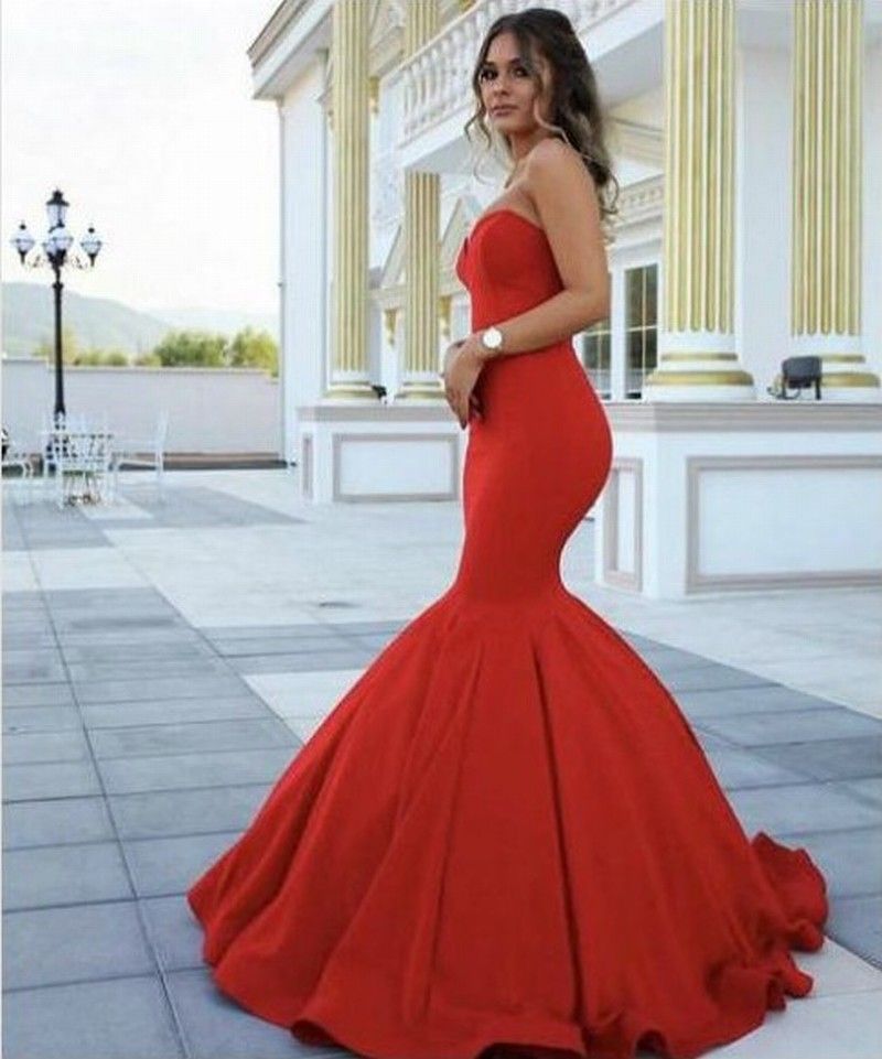 Robes De Soirée Formelles Femmes Rouge Chérie Sirène Robe De Mariée Occasion Spéciale Robe De Soirée Demoiselle D Honneur 17lf185