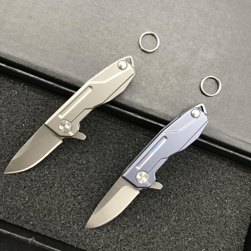 2018 New Mini Keychain Flipper Folding Knife D2 Stone Wash Blade