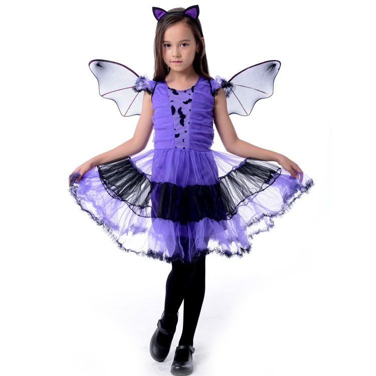 2018 girls gothic witch bat costumes kids child halloween costume for girls cosplay christmas halloween fancy dresses carnaval bat girl from gift_master
