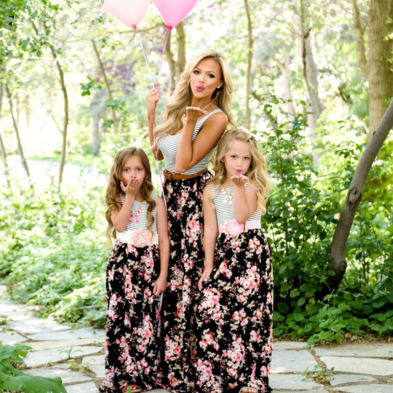 Mommy And Me Family Matching Mother Daughter Dresses Clothes Striped