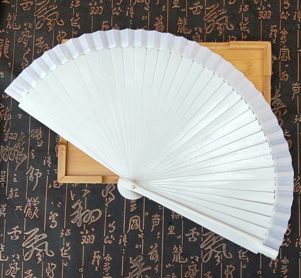 2019 23x42cm Spanish Folding Hand Fan White Wooden Fan Summer Outdoor