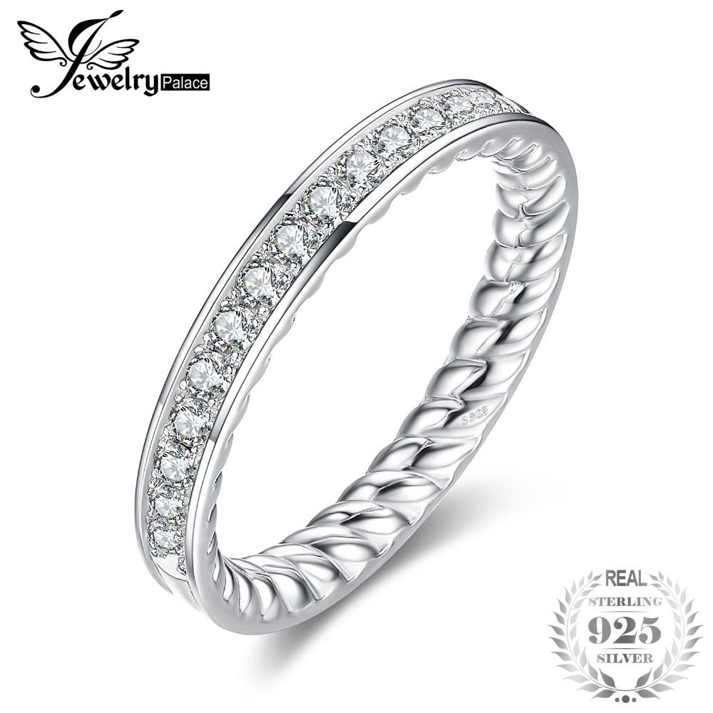 2019 Jewelrypalace Engraved Twisted Rope Pave Cubic Zirconia Half