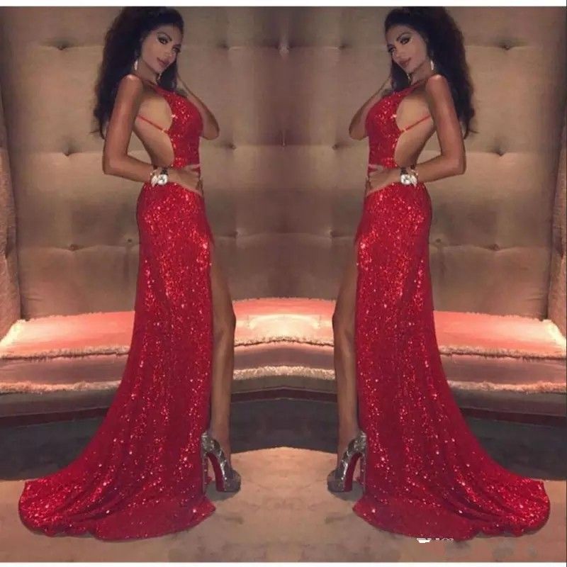 sexy red dress with slit