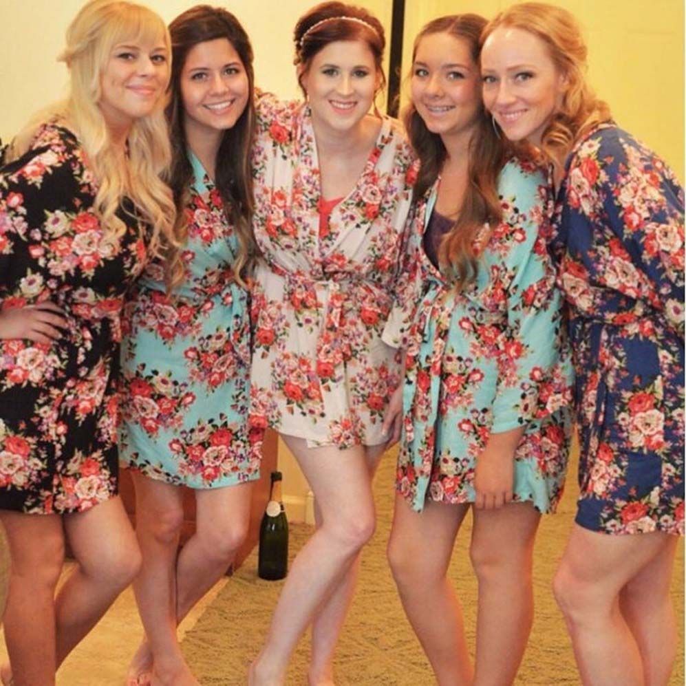 2019 Wedding Dressing Gowns Bride Mini Robe Kimono Y Bridal 2019 Wedding Dressing Gowns Bride Mini Robe Kimono Y Bridal Party Printed Bridesmaid Shower Gift 0111 From Vanilla04 32 38 Dhgate Com