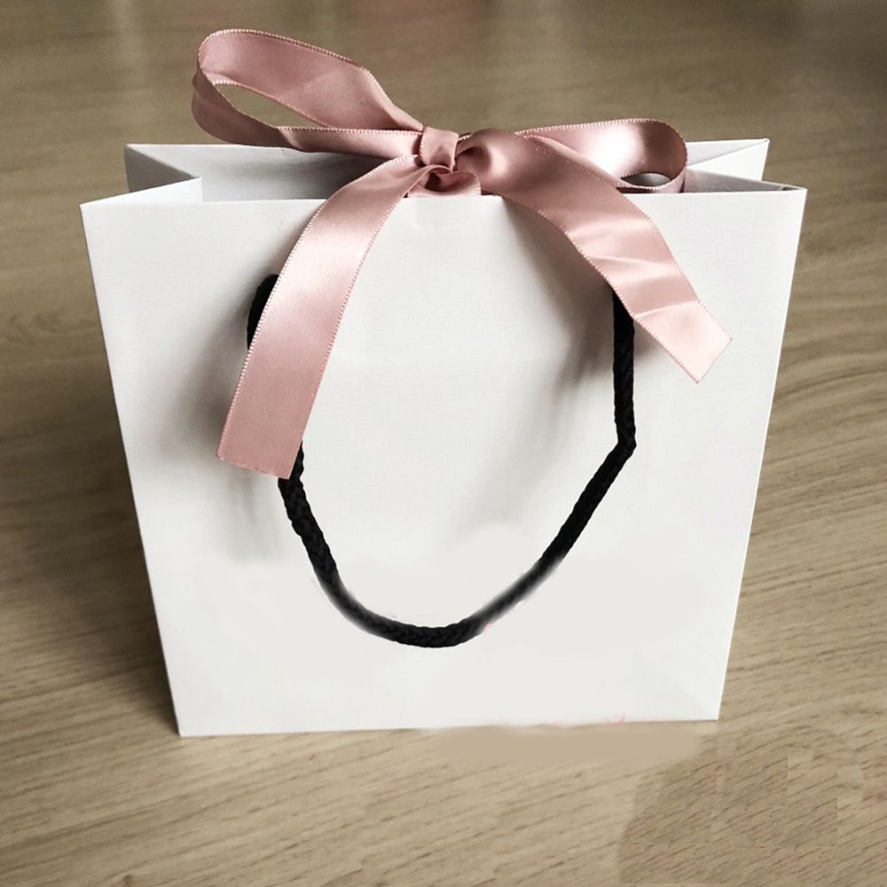 2021 Fashion Pink Ribbon Paper Bag For Bracelet And Necklace Box Set