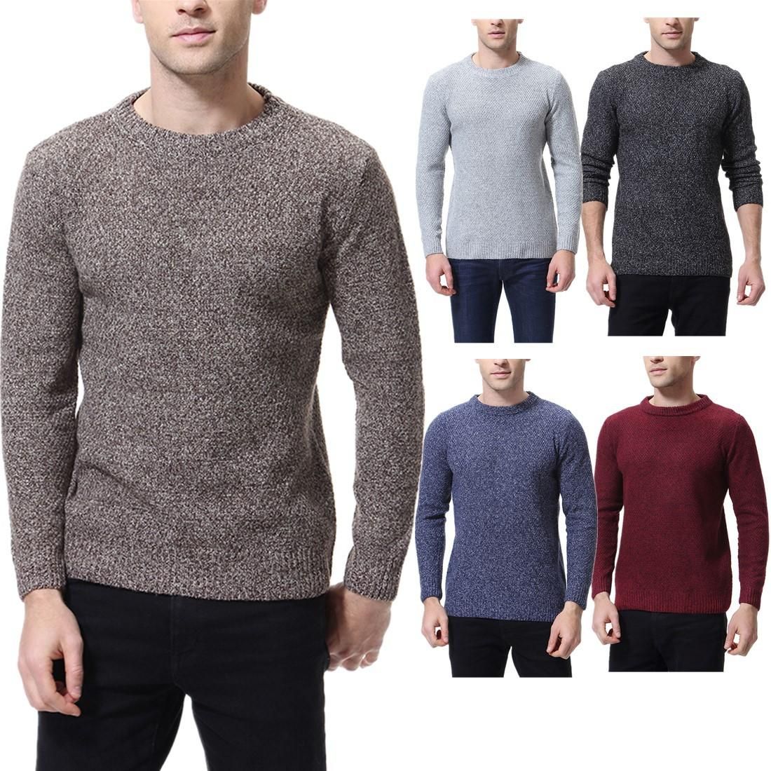 Hommes hiver Chaud Casual Col Ras Du Cou Tricot Pull Pullover Knitwear Jumper Sweater