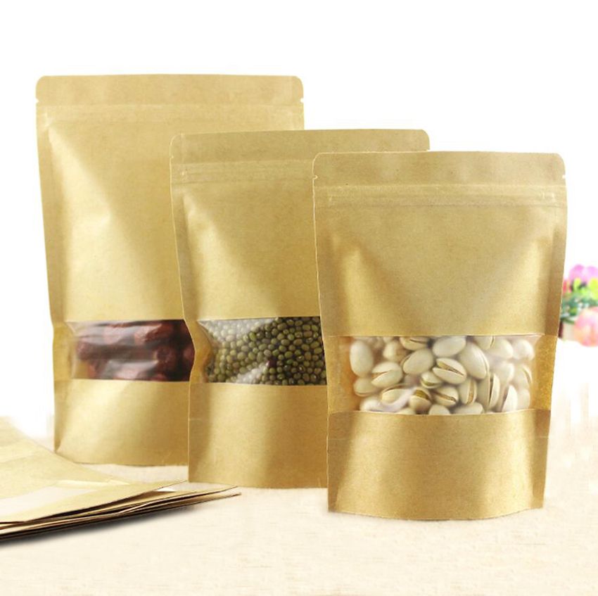 Download Acheter Sacs En Papier Kraft Fermeture À Glissière Stand Up Refermable Scellant Des Sachets Pour ...