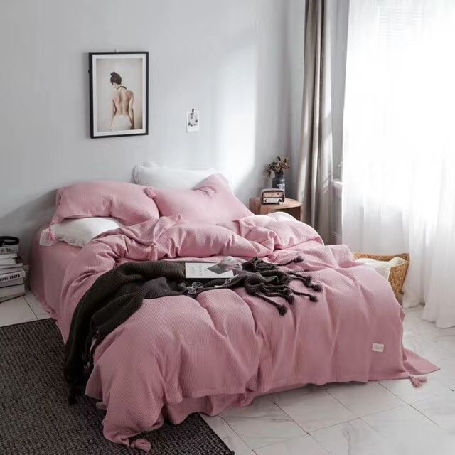 Ms O 100 Cotton High Quality Classic Jacquard Waff Checks Waffle Ms O 100 Cotton High Quality Classic Jacquard Waff Checks Waffle Duvet Cover Set Modern Upgrade Pink White Blue Bedding For Boys Train
