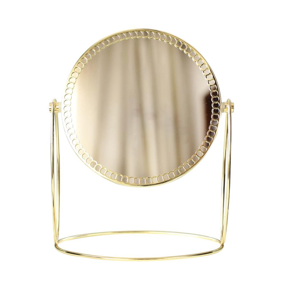 Simple Makeup Mirror Gold Nordic Style Double Sided Table High End Ladies Office Dormitory Desktop Round Tool